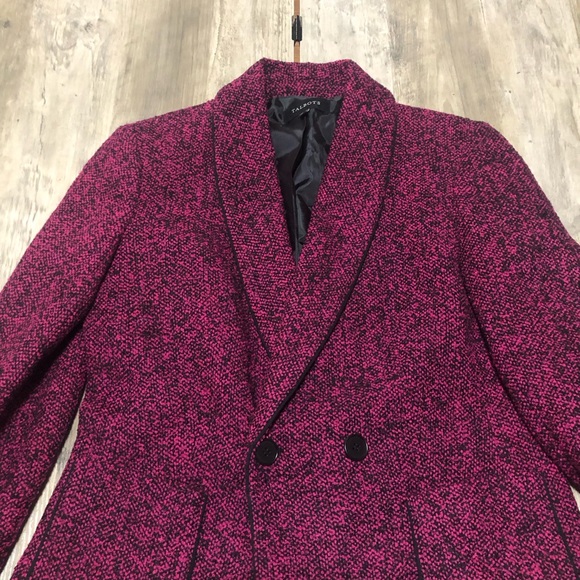 Talbots Tweed Buttoned Wool Cotton Blend Fuscia Blazer sz 6 - Picture 3 of 9